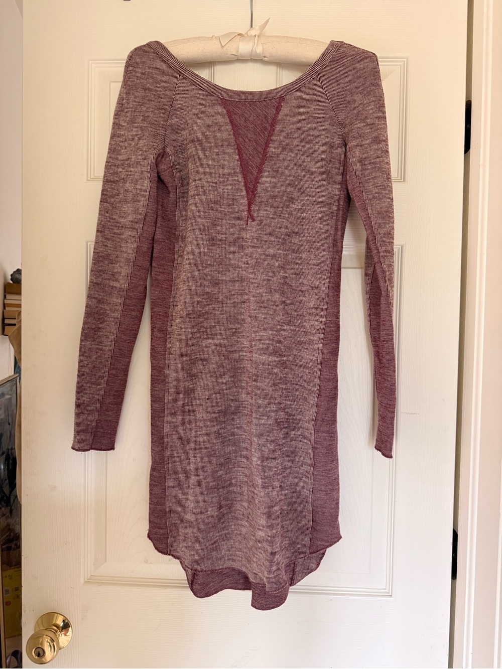 Aritzia Marled Long Sleeve Scoop Tunic Dress in Mauve